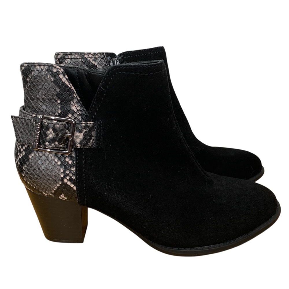 Vionic Noami Snake Ankle Boots Booties Womens 7.5 Black Leather Fall Snakeskin